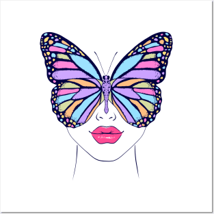 Woman butterfly Posters and Art